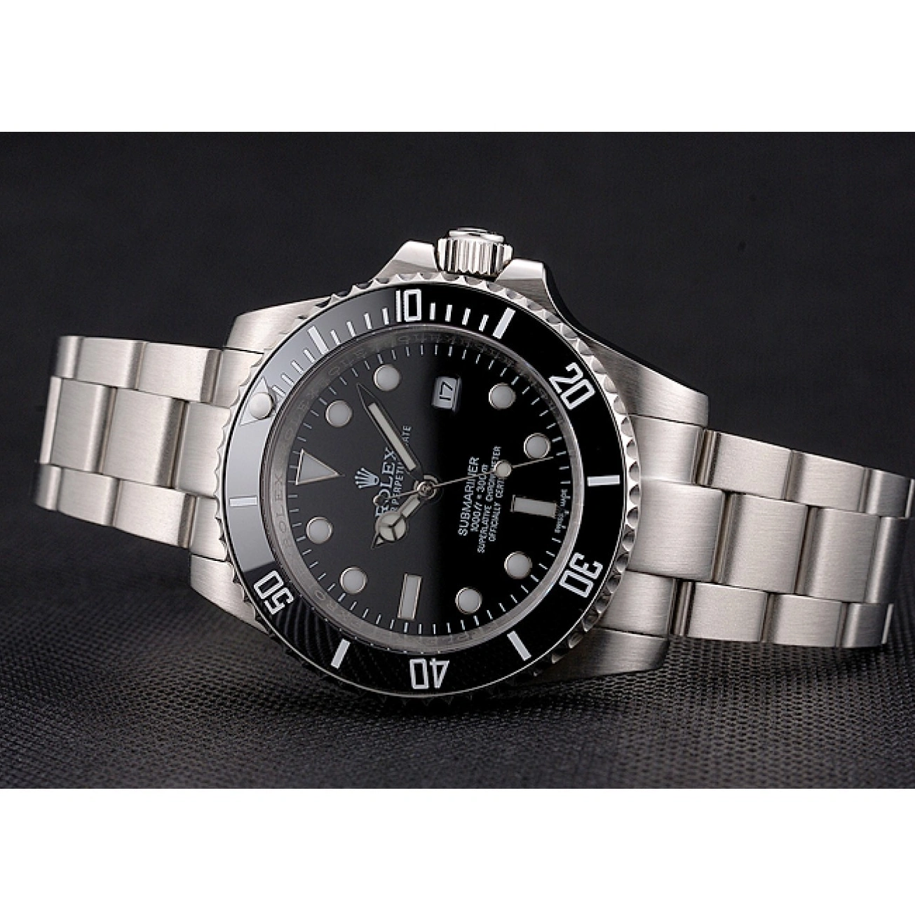 MiroTime 1026 Swiss Rolex Submariner Small Date Black Dial And Bezel Stainless Steel Case And Bracelet